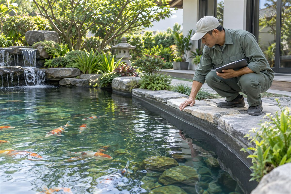 Chống thấm và hoàn thiện bể cá cảnh cá Koi